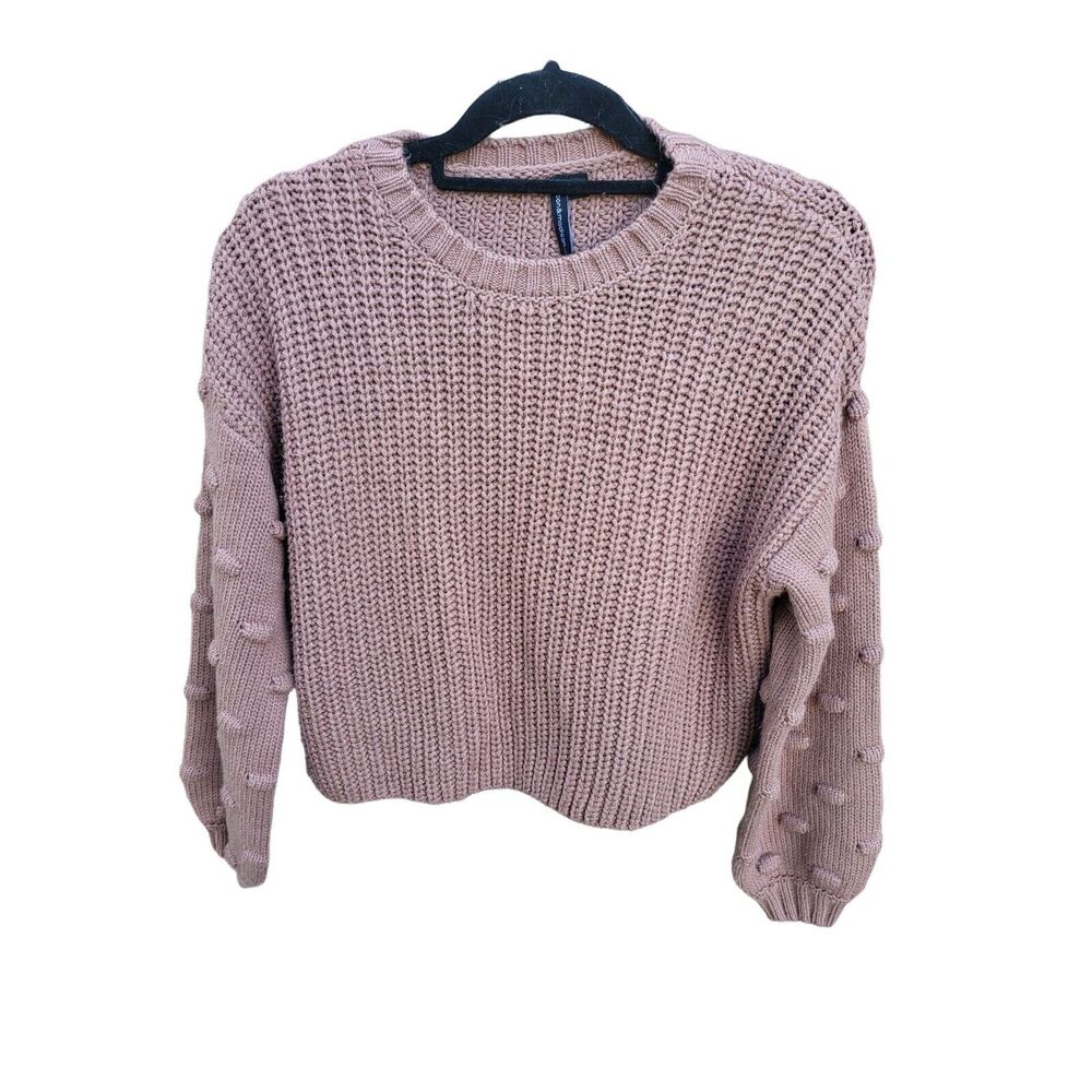 Moon & Madison Cropped Sweater XS Womens Brown Long Sleeve Cottage Core Coquette